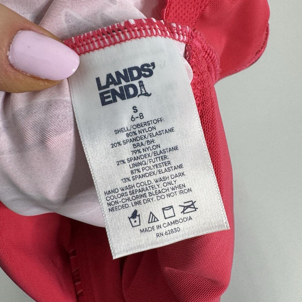Lands' End Womens Swimwear S Pink Surplice Halter Tankini High Waisted Two Piece - Picture 12 of 13